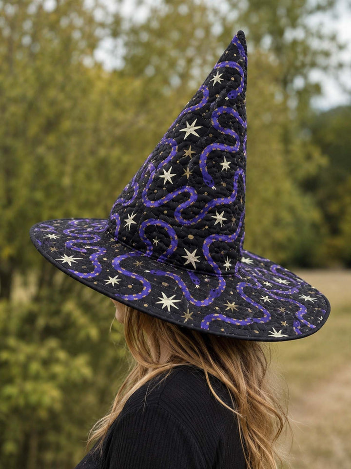 Chapeau de sorcière matelassé fait main – Serpent et magie noire