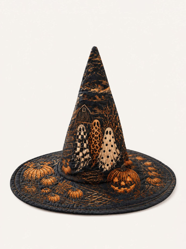 Chapeau de sorcière matelassé fait main – Citrouilles effrayantes pour Halloween