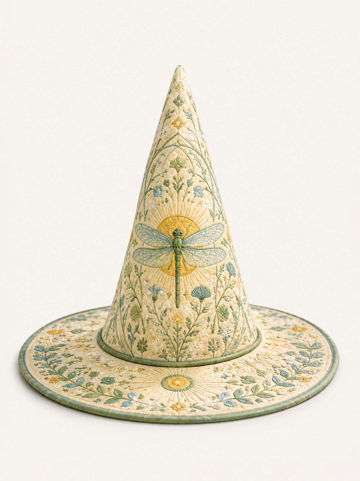 Chapeau de sorcière matelassé fait main – Jardin de libellules avec une magie féerique nostalgique