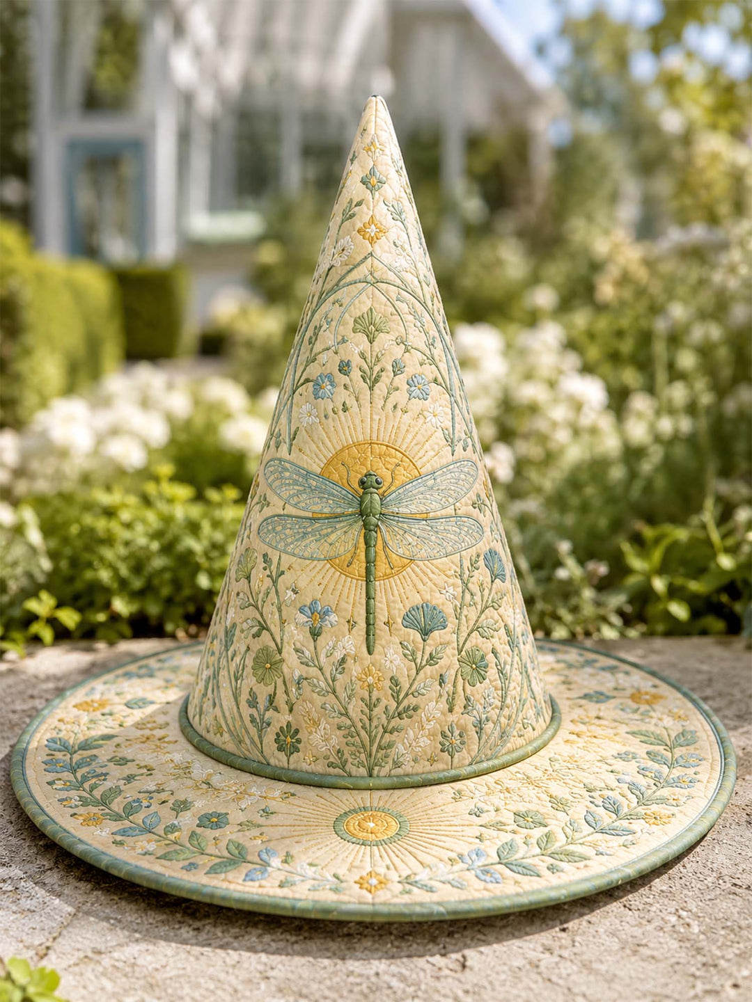Chapeau de sorcière matelassé fait main – Jardin de libellules avec une magie féerique nostalgique