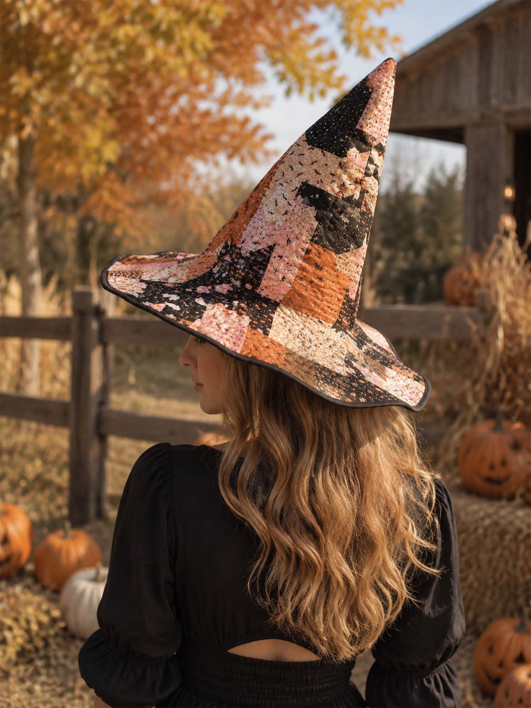 Chapeau de sorcière matelassé fait main – Patchwork d'Halloween mignon