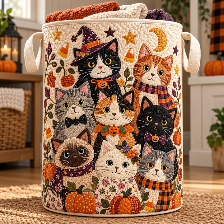 Panier à linge matelassé – Chats à la fête d'Halloween