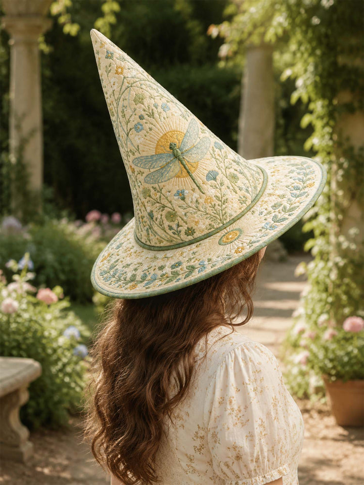 Chapeau de sorcière matelassé fait main – Jardin de libellules avec une magie féerique nostalgique
