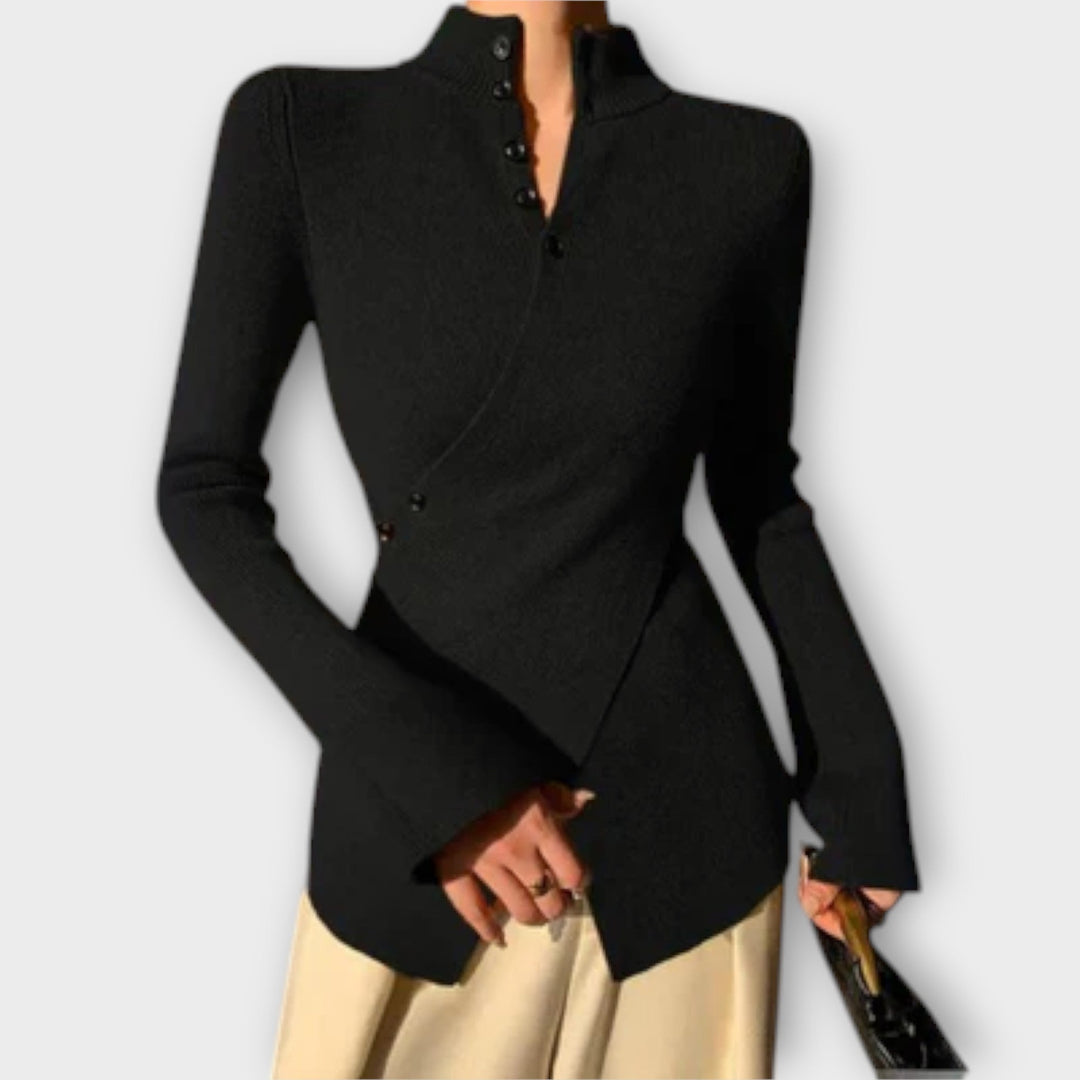 Michiko - Pull élégant noir slim-fit