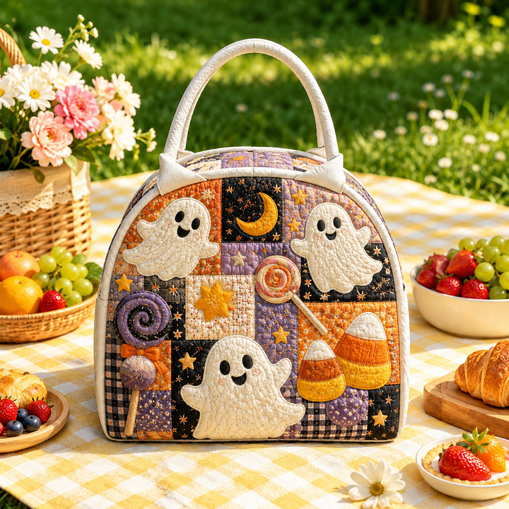 Sac à goûter matelassé – Petit fantôme et bonbons