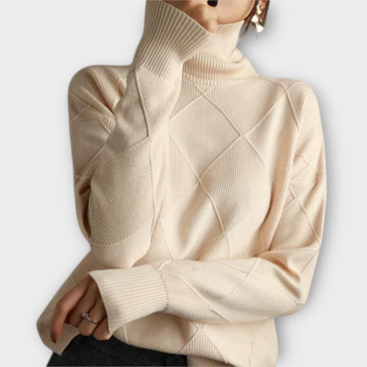 Melanie - Pull col roulé jaune et confortable