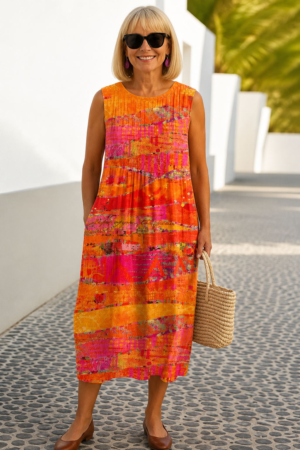Faye™ Robe Midi Coucher de Soleil