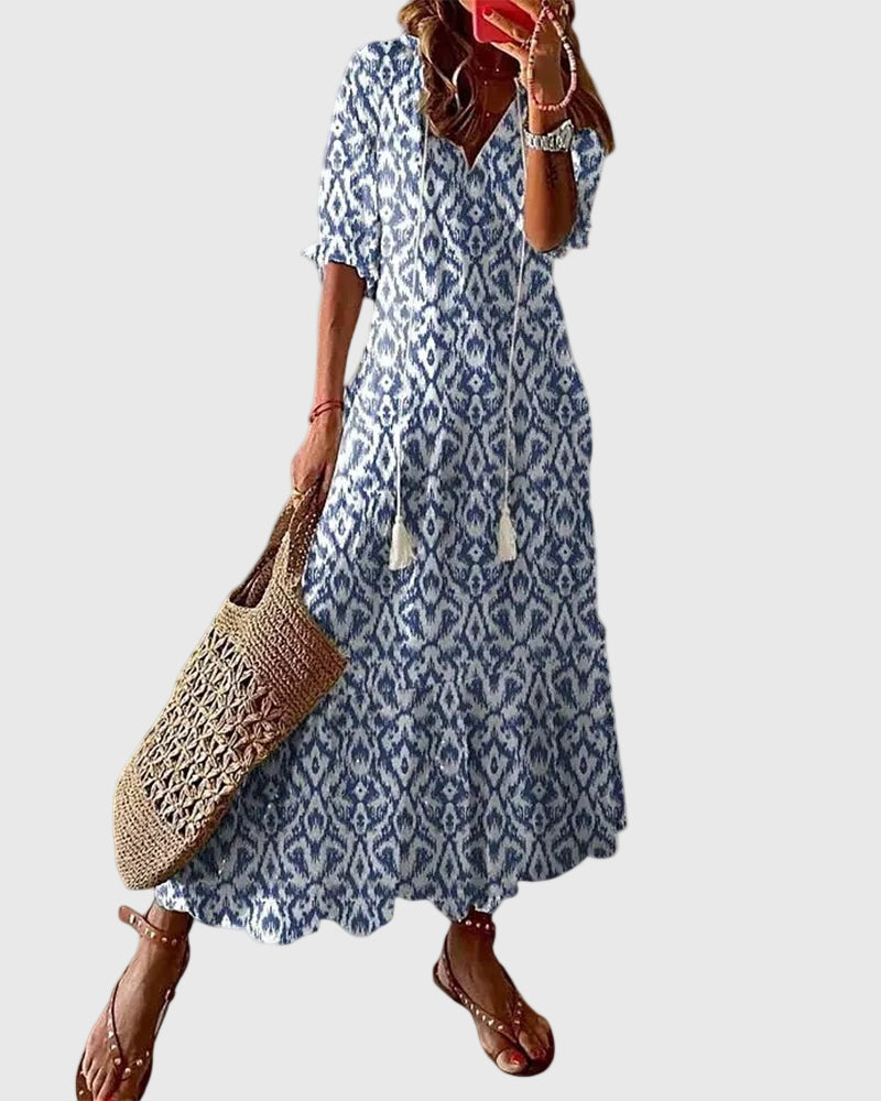 Amalia | Robe Maxi Vintage Bohème d'Été