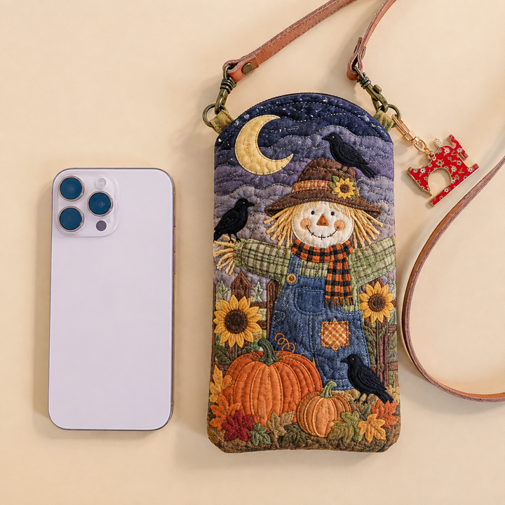Sacoche de téléphone portable étroite et matelassée – Épouvantail dans la nuit des récoltes