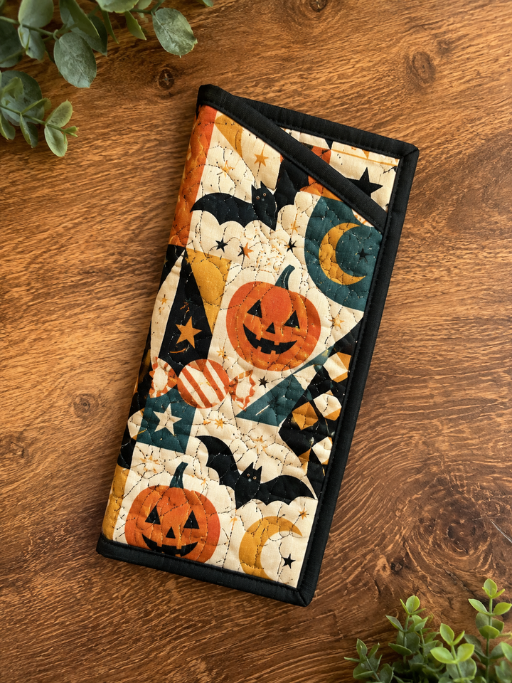 Étui à lunettes matelassé – Champ de citrouilles d'Halloween
