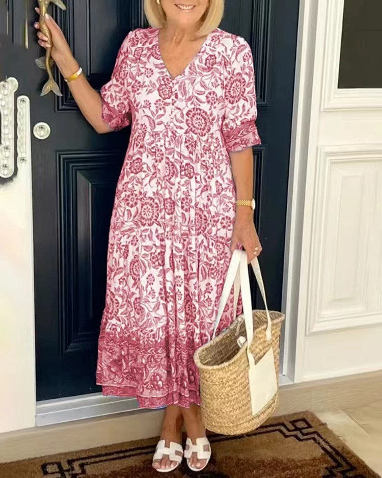 Keisha | Robe Fleurie Décolleté en V Élégante