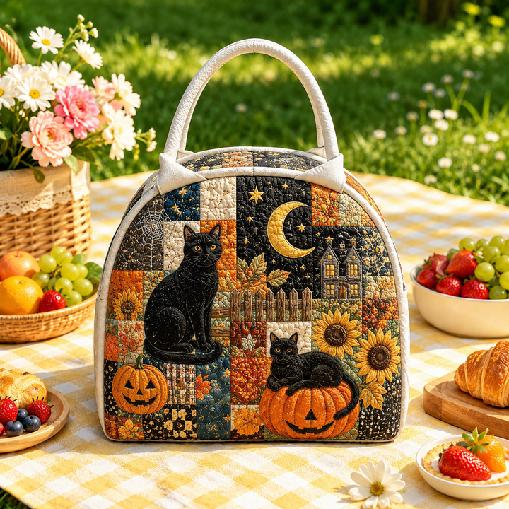 Sac à goûter matelassé – Chat noir dans la nuit de la récolte