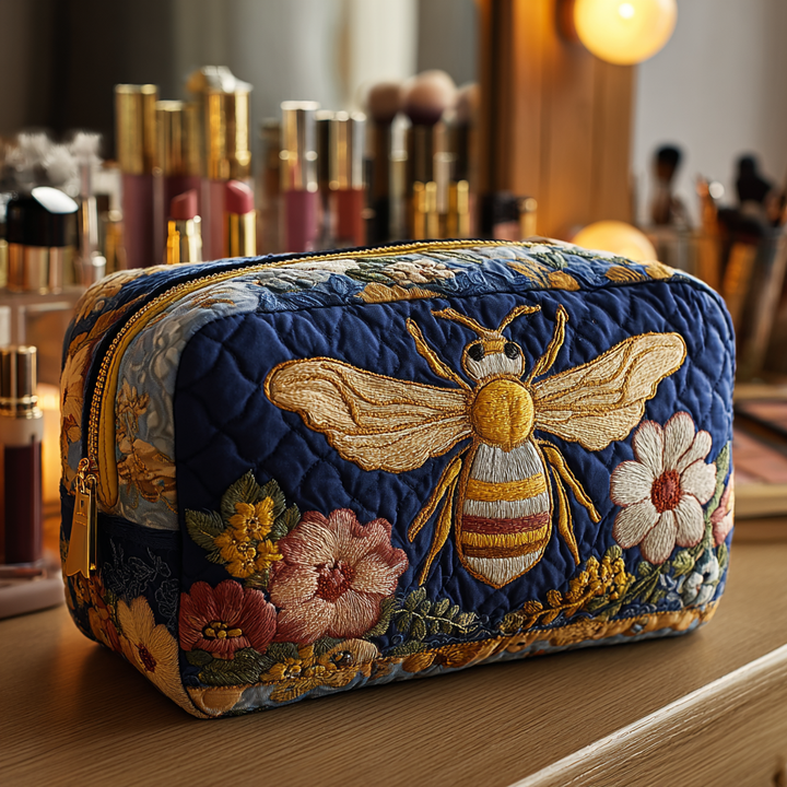 Trousse de maquillage matelassée avec abeilles et fleurs NCU0DK10421