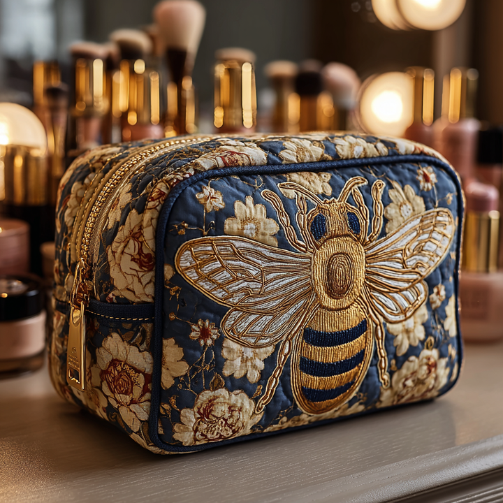 Trousse de maquillage matelassée avec des abeilles et des fleurs NCU0DK10418