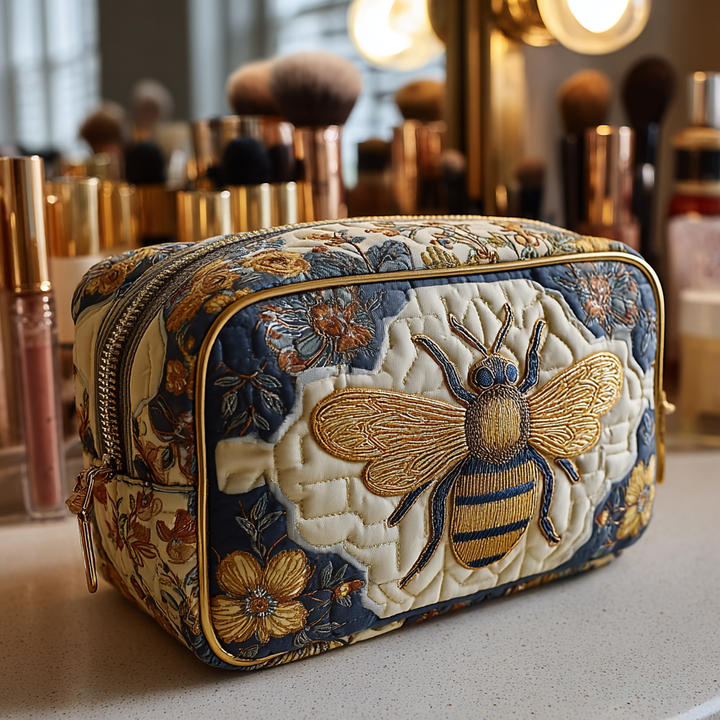Trousse de maquillage matelassée avec abeille décorative NCU0DK10419