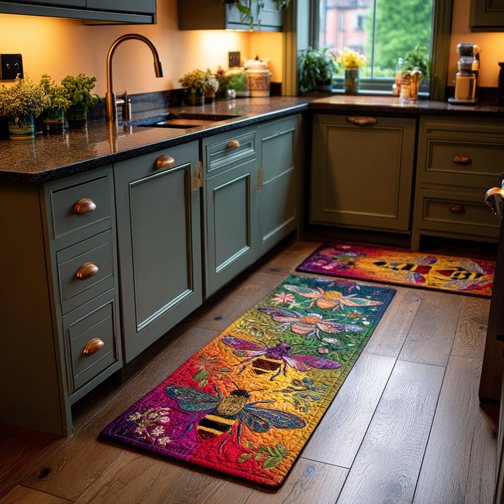 Tapis de cuisine antidérapant – Abeilles et fleurs NCU0DK11088