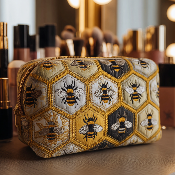 Trousse de maquillage matelassée avec des abeilles dans le jardin NCU0DK10417