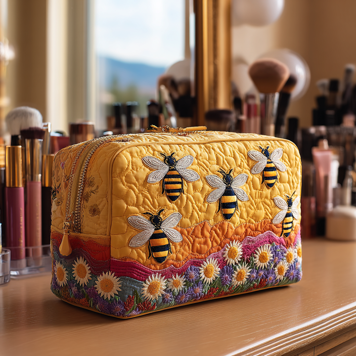 Trousse de maquillage matelassée avec abeilles et fleurs NCU0DK10420