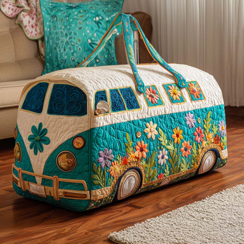 Sac de voyage matelassé – Bus fleuri