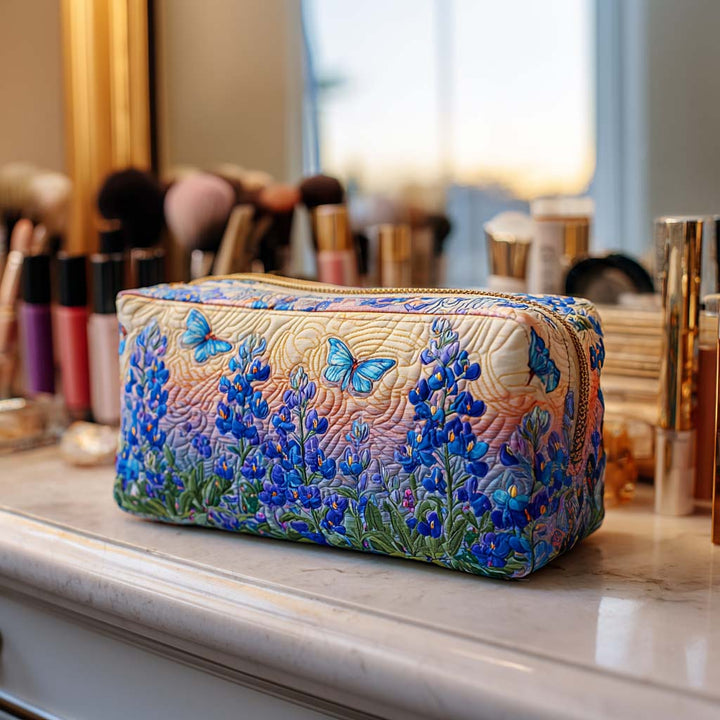 Trousse de maquillage matelassée avec motif bleu NCU0NT10301