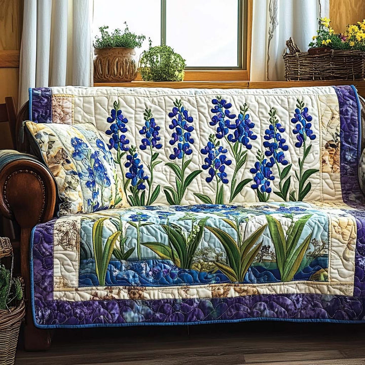 Housse de canapé matelassée – avec des fleurs des champs bleues NCU0NT10796