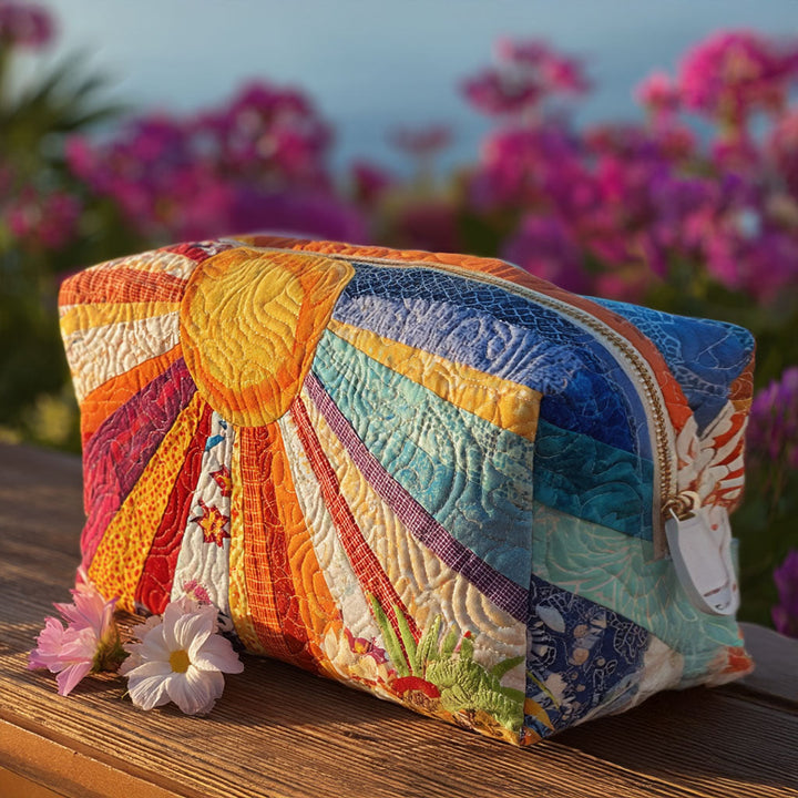 Trousse de maquillage matelassée avec rayures Boho NCU0PT9280