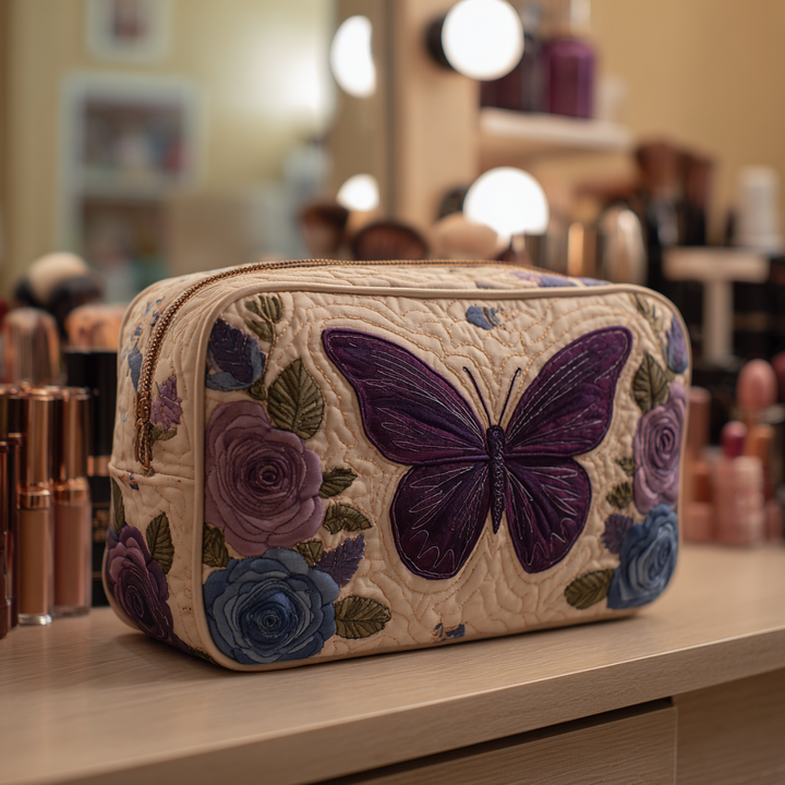 Trousse de maquillage matelassée avec papillon NCU0DK10504