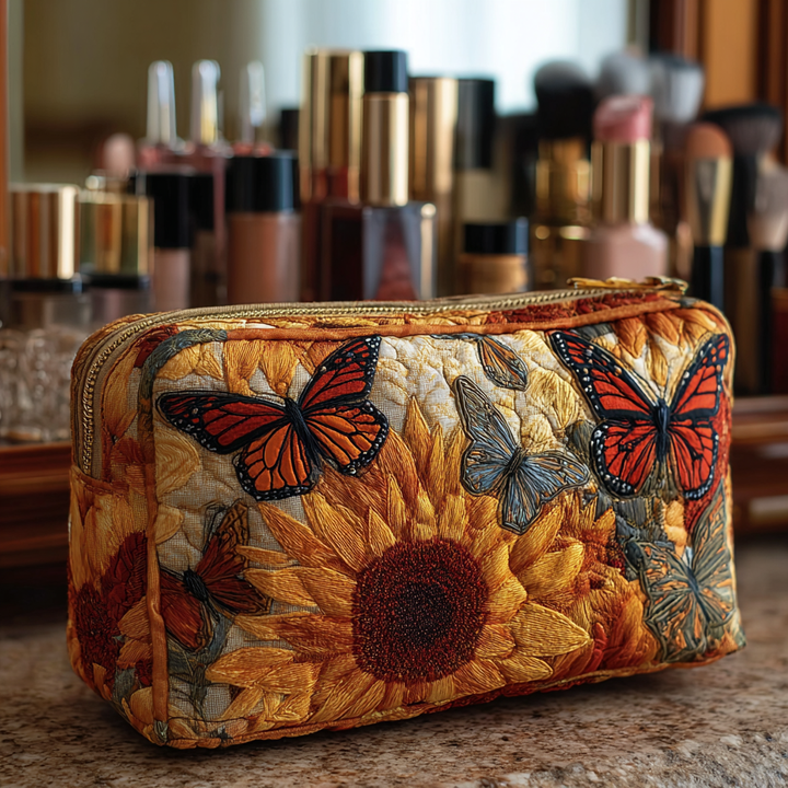 Trousse de maquillage matelassée avec motif bleu NCU0DK10510
