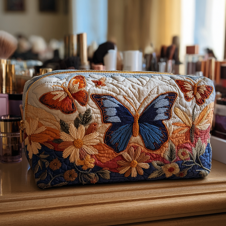 Trousse de maquillage matelassée avec des papillons élégants NCU0DK10506