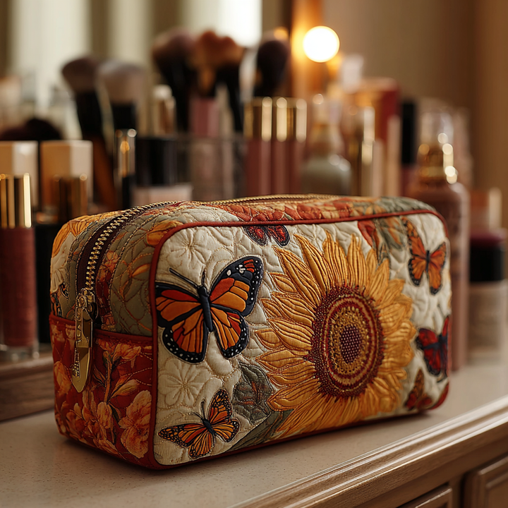 Trousse de maquillage matelassée avec de délicates papillons NCU0DK10509