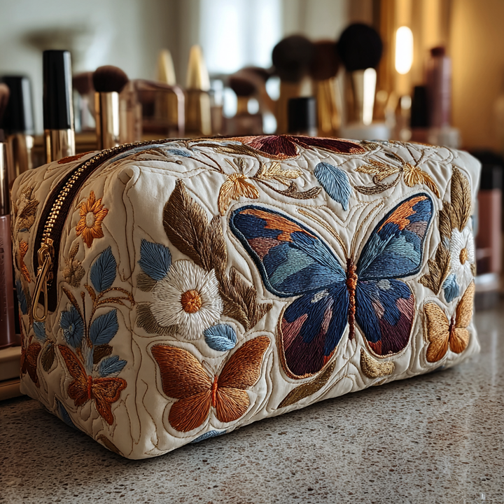 Trousse de maquillage matelassée avec de délicates papillons NCU0DK10507