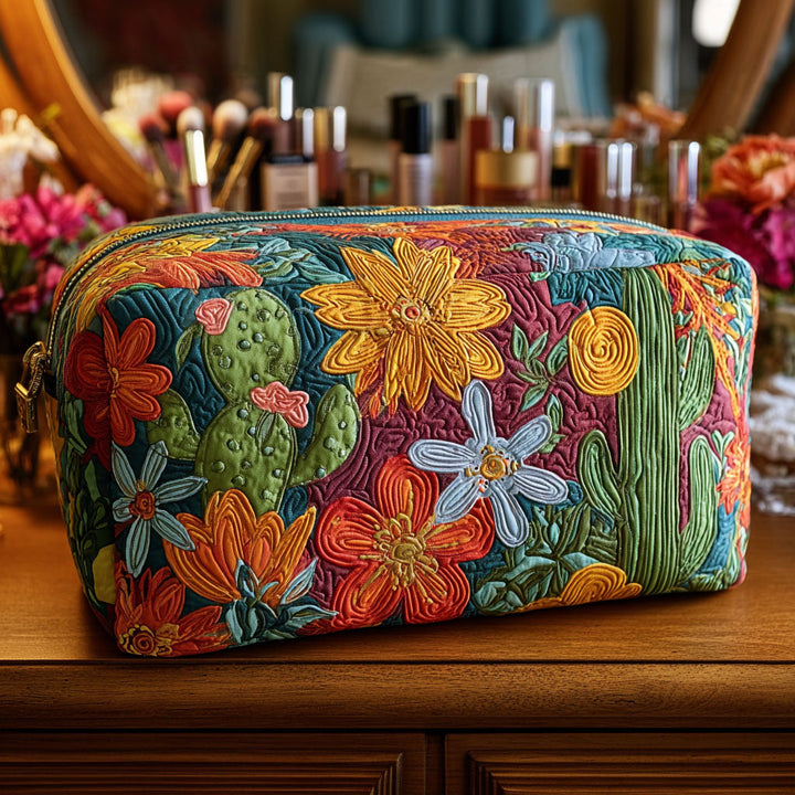 Trousse de maquillage matelassée avec des cactus colorés NCU0PT9621