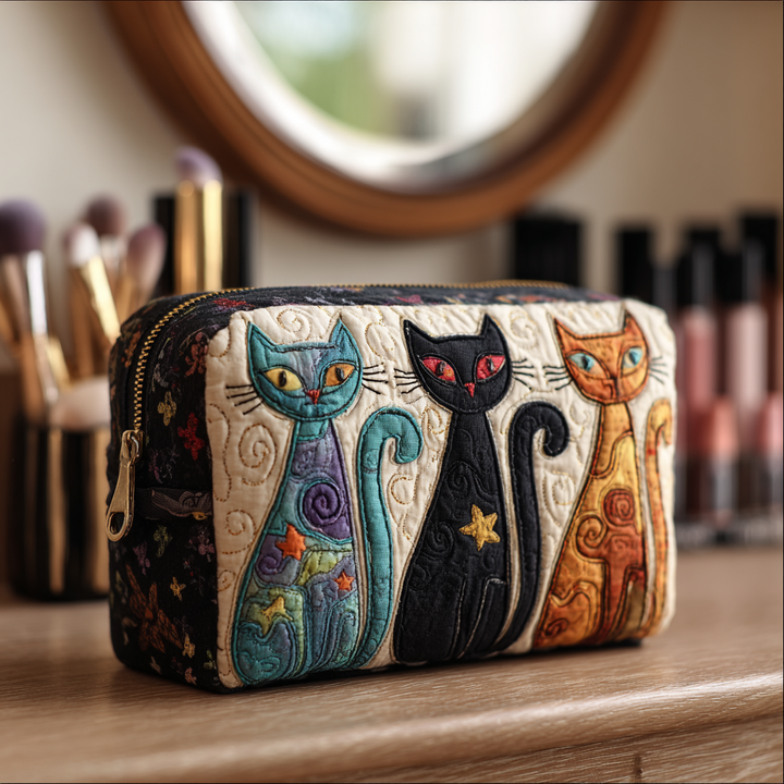 Trousse de maquillage matelassée avec chat lumineux NCU0DK10145
