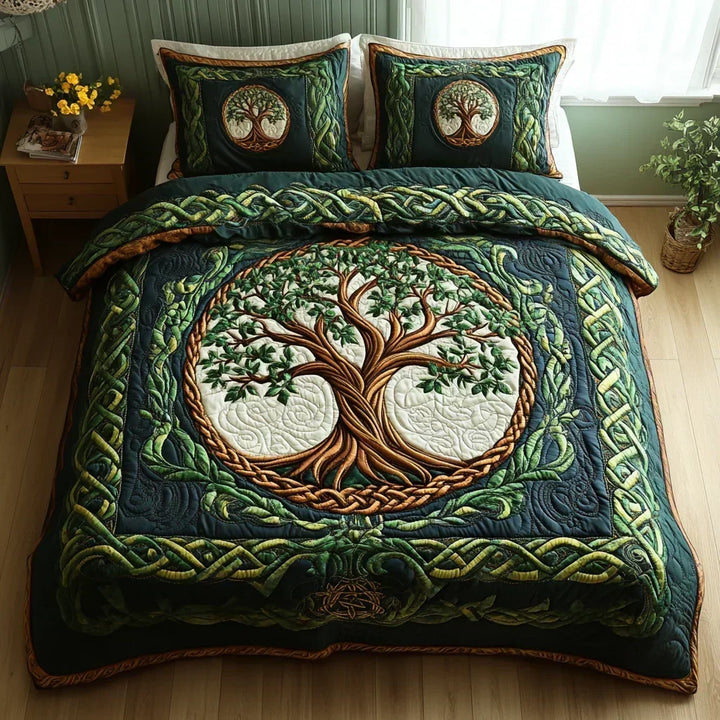 Ensemble de literie matelassé 3 pièces – Arbre de Vie