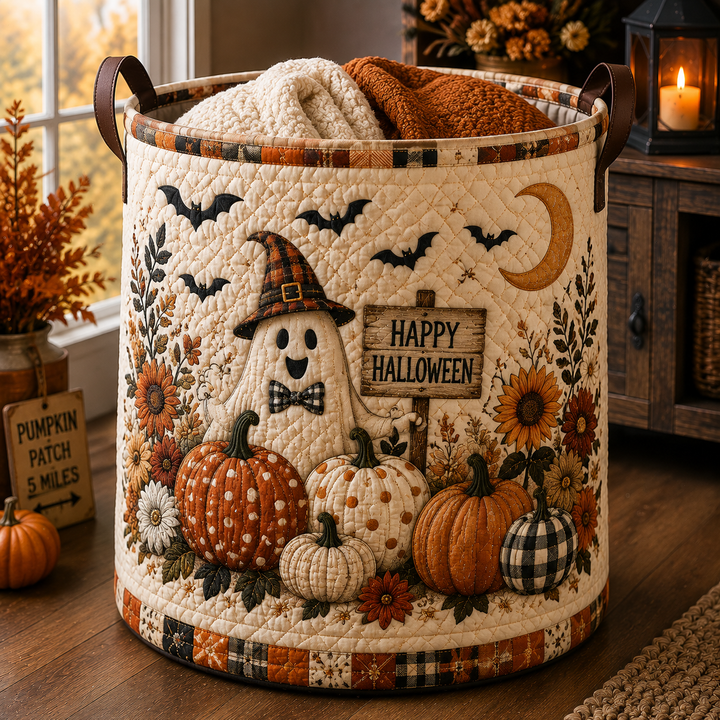 Panier à linge matelassé – Fantômes dans le champ de citrouilles
