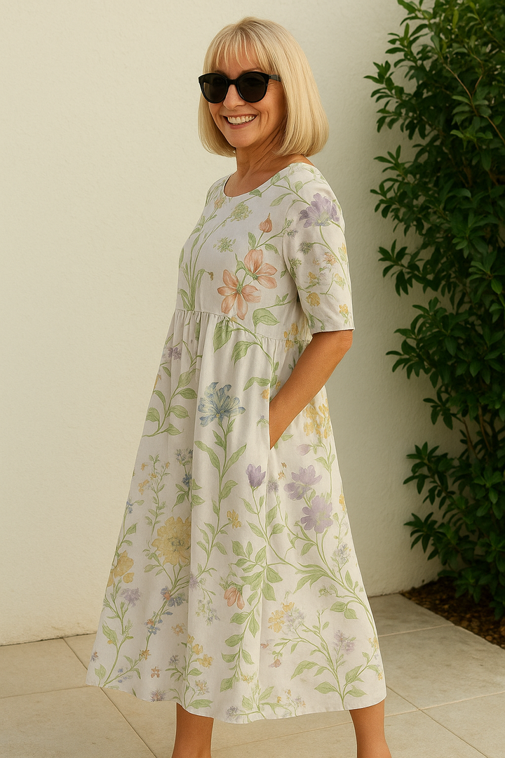 Elize - Robe Midi Décontractée - Élégance Effortless, Confort Quotidien