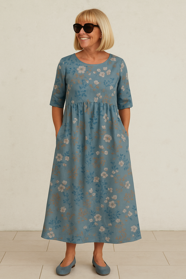 Elize - Robe Midi Décontractée - Élégance Effortless, Confort Quotidien
