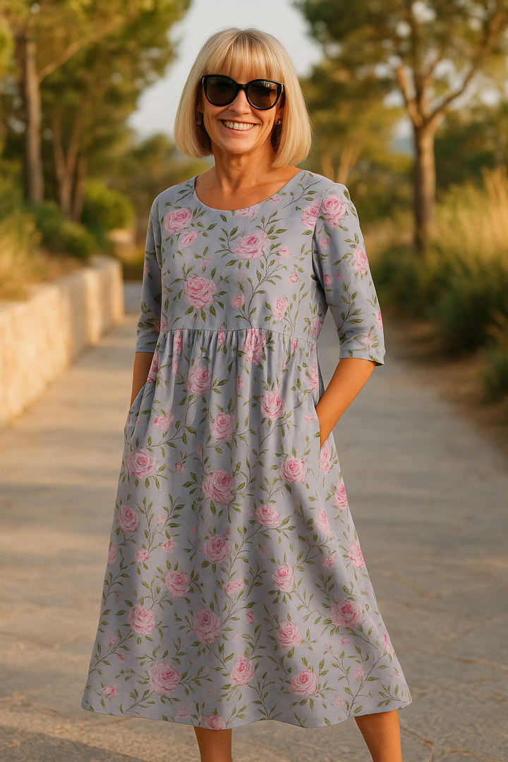 Elize - Robe Midi Décontractée - Élégance Effortless, Confort Quotidien
