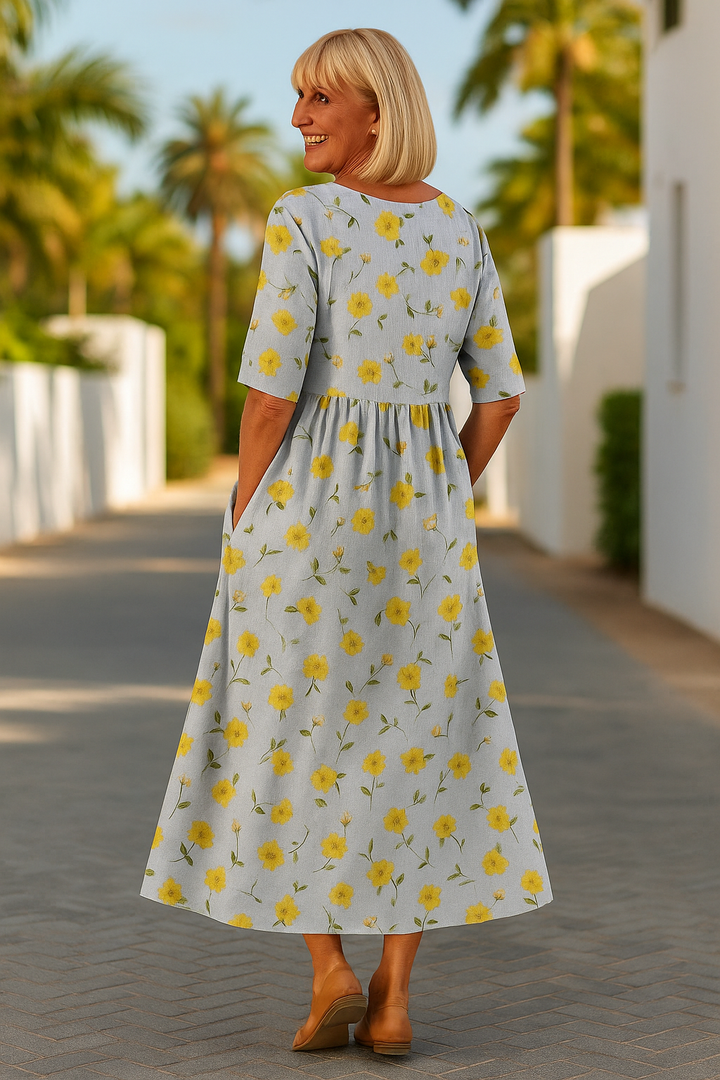 Elize - Robe Midi Décontractée - Élégance Effortless, Confort Quotidien