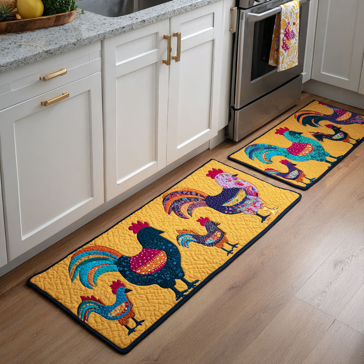 Tapis de cuisine antidérapant – Poules et fleurs NCU0DK11799