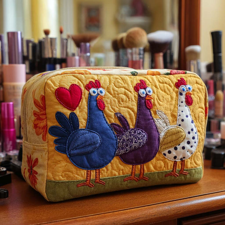 Trousse de maquillage matelassée avec poule décorative NCU0NT10537