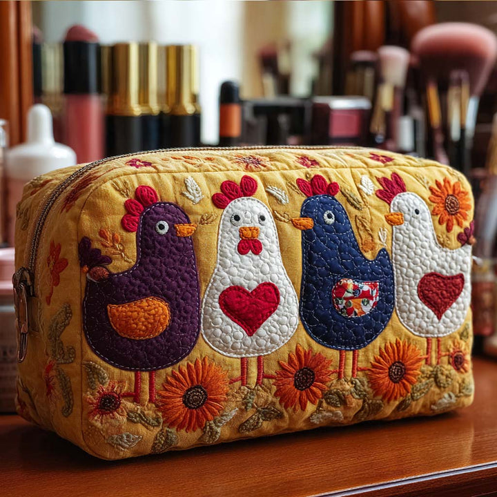 Trousse de maquillage matelassée avec plumes de poulet NCU0NT10539