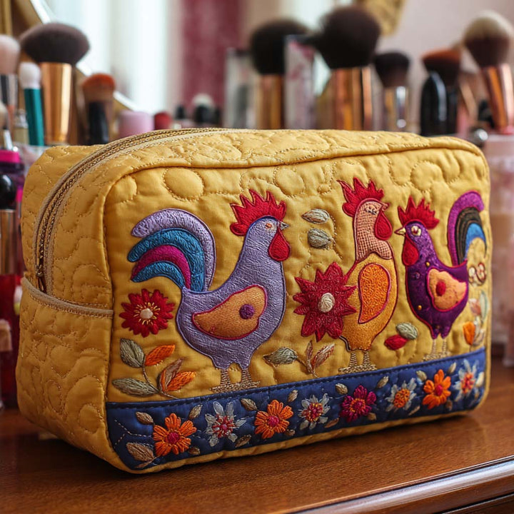 Trousse de maquillage matelassée avec des poules dans le jardin NCU0NT10541