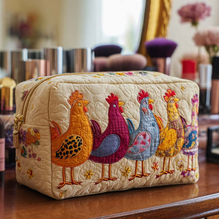 Trousse de maquillage matelassée avec une poule joyeuse NCU0NT10542