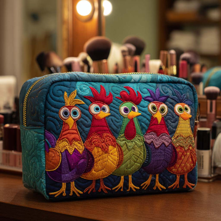 Trousse de maquillage matelassée avec poulet et cœurs NCU0NT10544