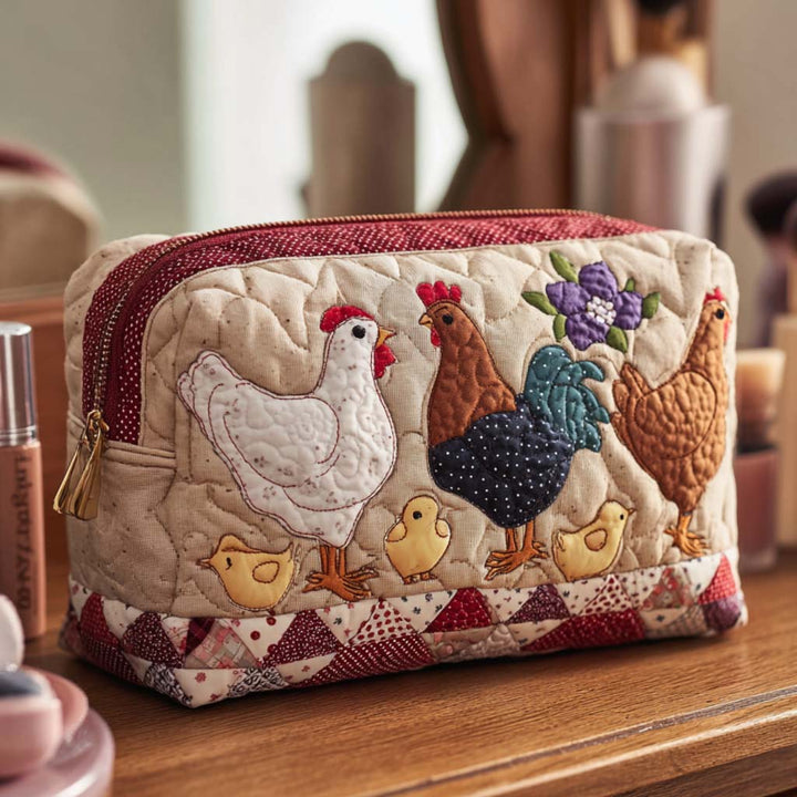 Trousse de maquillage matelassée avec poule dans le nid NCU0NT10545