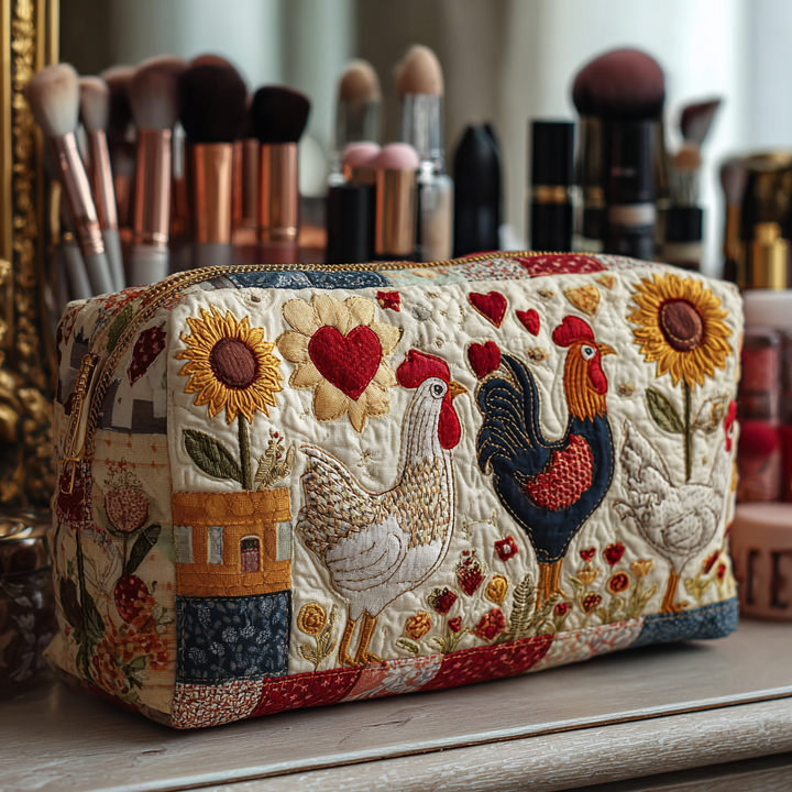 Trousse de maquillage matelassée avec des poules dans la vallée NCU0DK10291