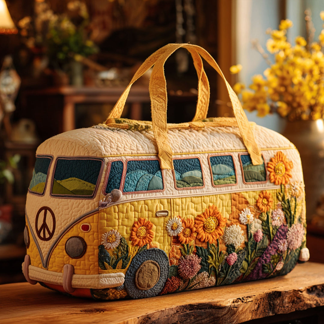 Sac de voyage matelassé – Autocar avec fleurs