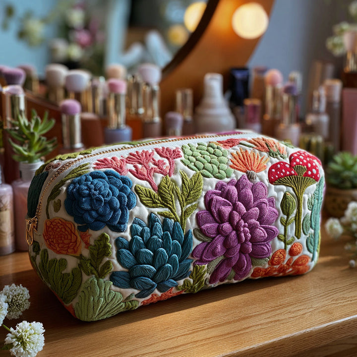 Trousse de maquillage matelassée avec motifs floraux colorés NCU0PT9617