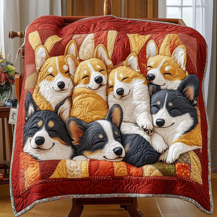 Couverture matelassée – Équipe câline Corgi NCU0PT1468